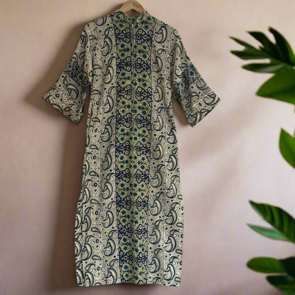 1960’s Block Print 100% Cotton Tapestry Duster Dress