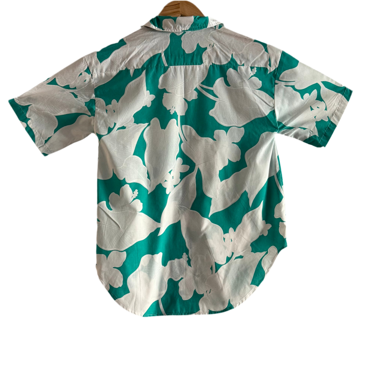 1980’s Island Girl Hawaiian Floral Button Up Shirt Teal Womens, Medium