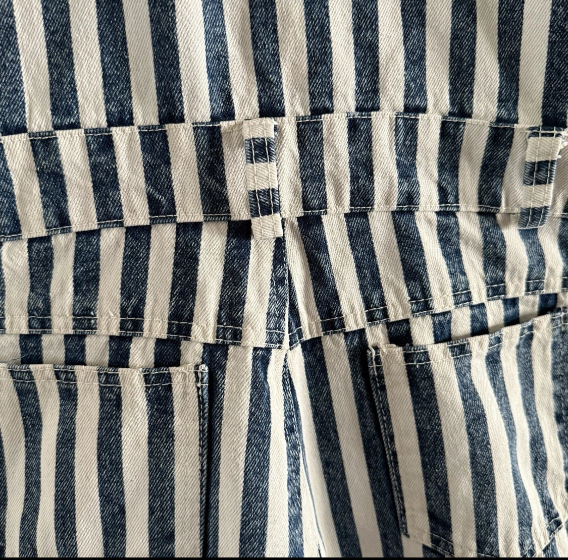 1980/90's Star Striped Denim Lined Vest Short Overalls Romper, Size Large