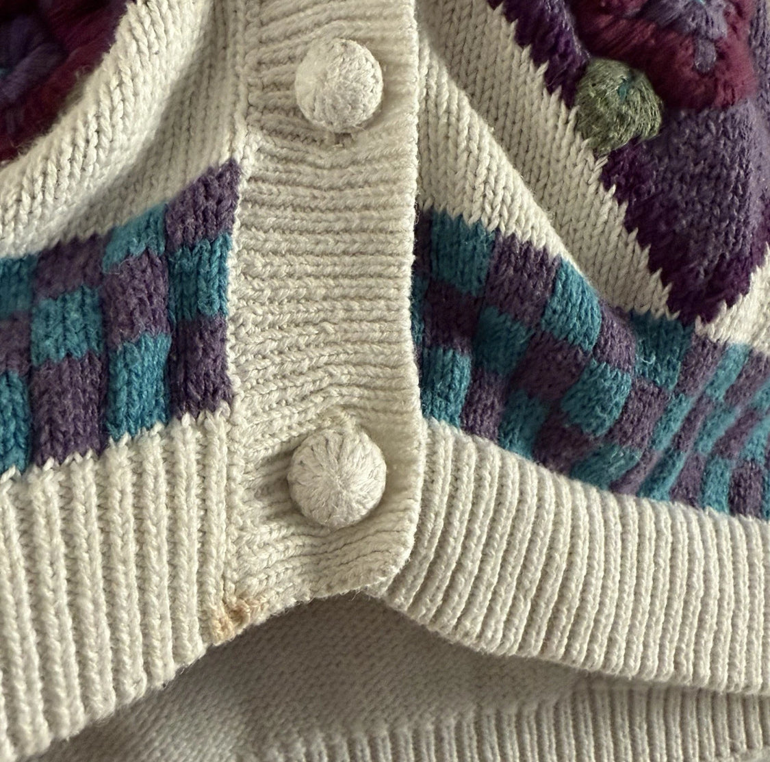 1980’s Koret Floral Knit Granny Sweater Vest, Size 1X