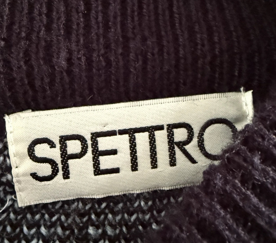 1980's Spettro Acrylic Knit Alpine Nordic Ski Black Blue Sweater, Medium