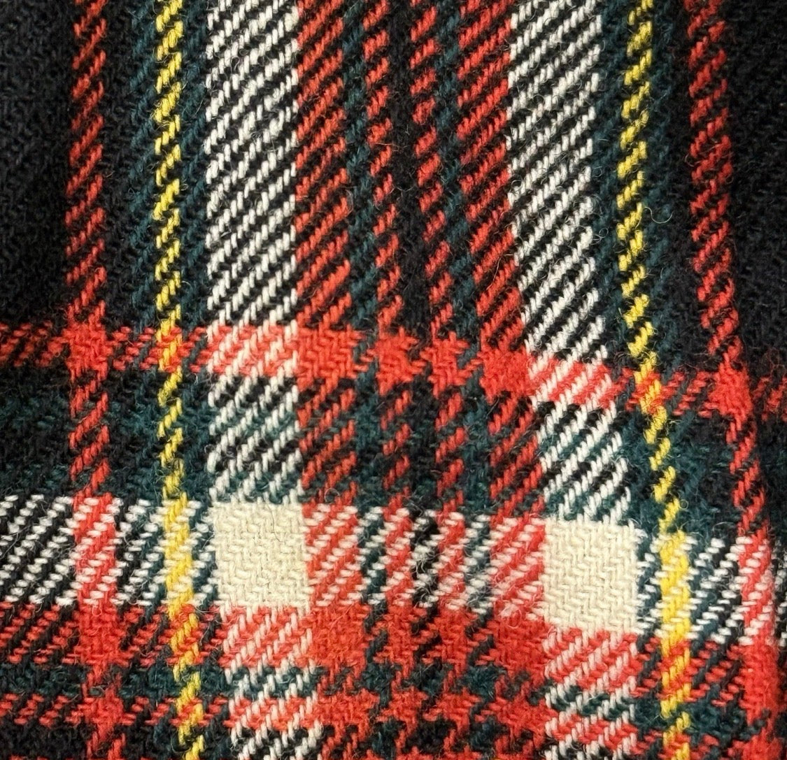 Vintage Bonwit Teller Stella Sloat Pleated Wool Tartan Christmas Midi Skirt, 28