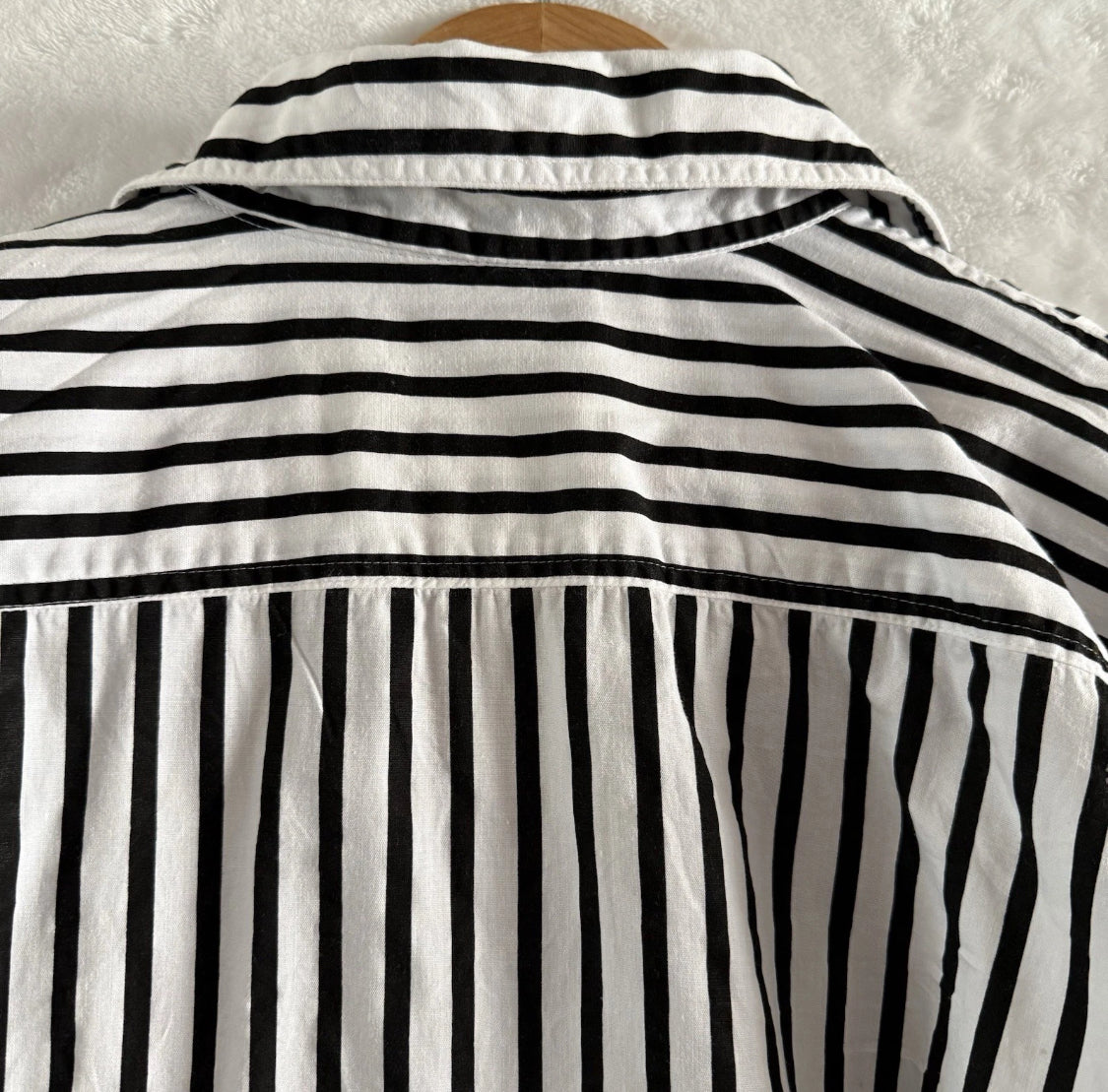 1980's Limited Express 100% Cotton B&W Striped Oversized L/S Shirt, XL