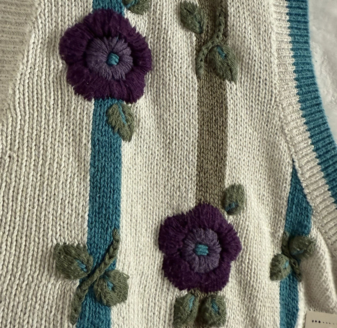 1980’s Koret Floral Knit Granny Sweater Vest, Size 1X