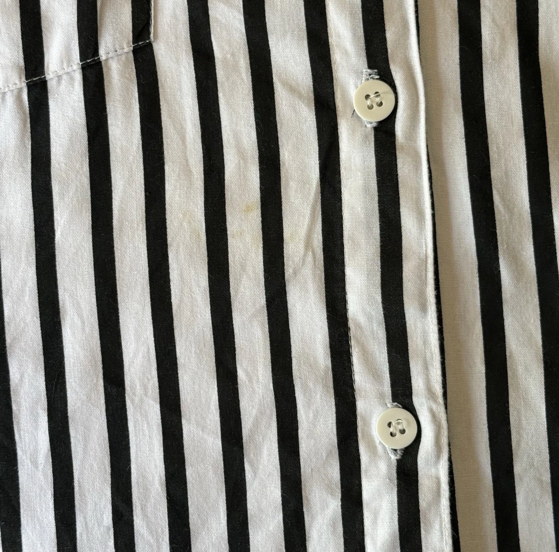 1980's Limited Express 100% Cotton B&W Striped Oversized L/S Shirt, XL
