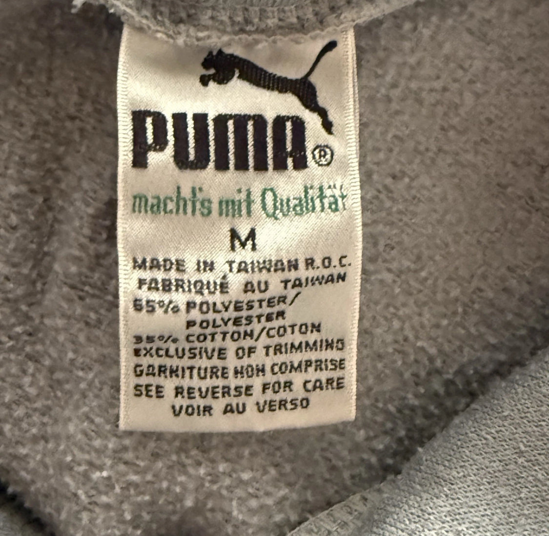 1980’s/1990’s Puma Cotton Blend Grey Hooded Sweatshirt, Size Medium