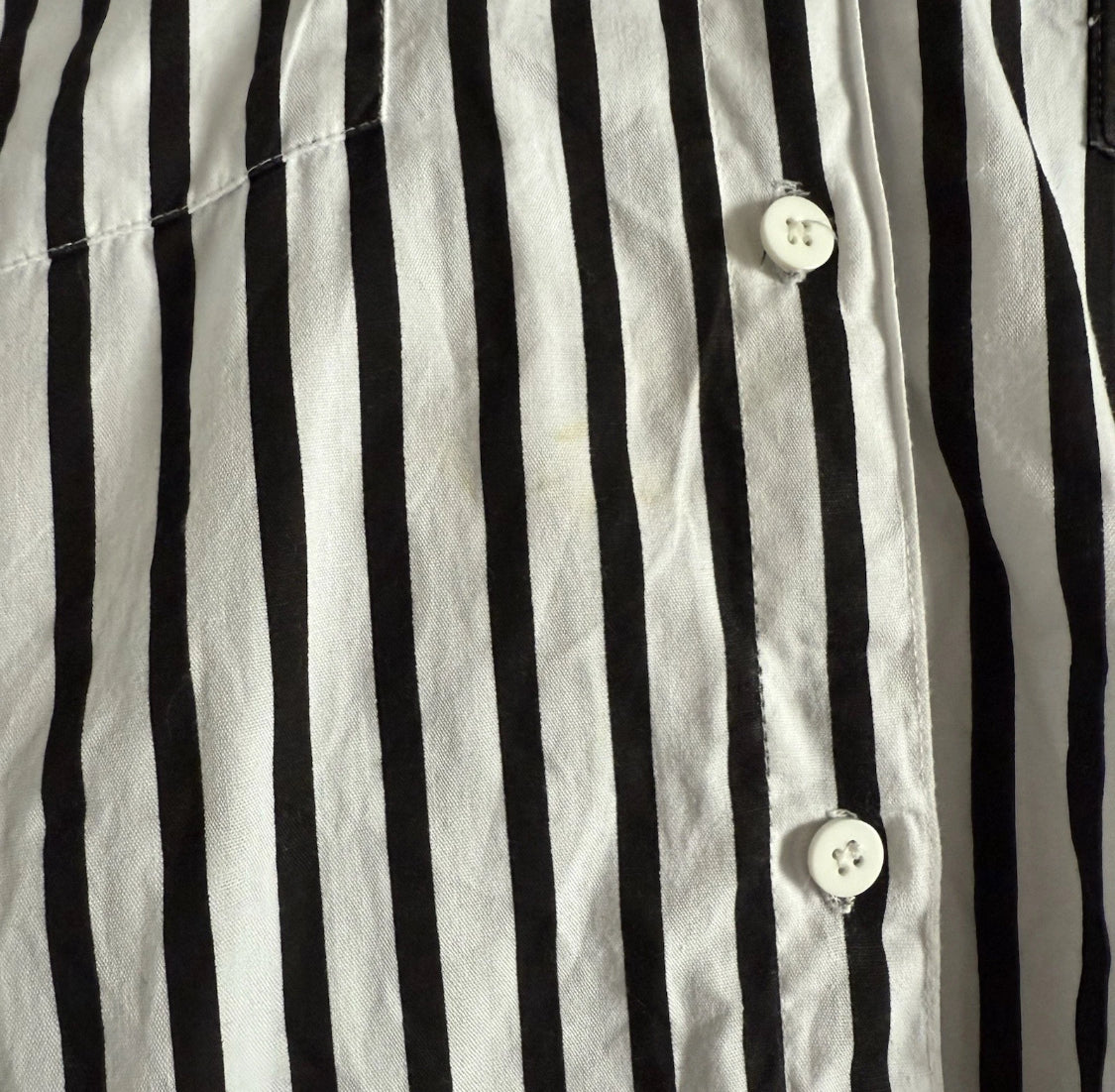 1980's Limited Express 100% Cotton B&W Striped Oversized L/S Shirt, XL