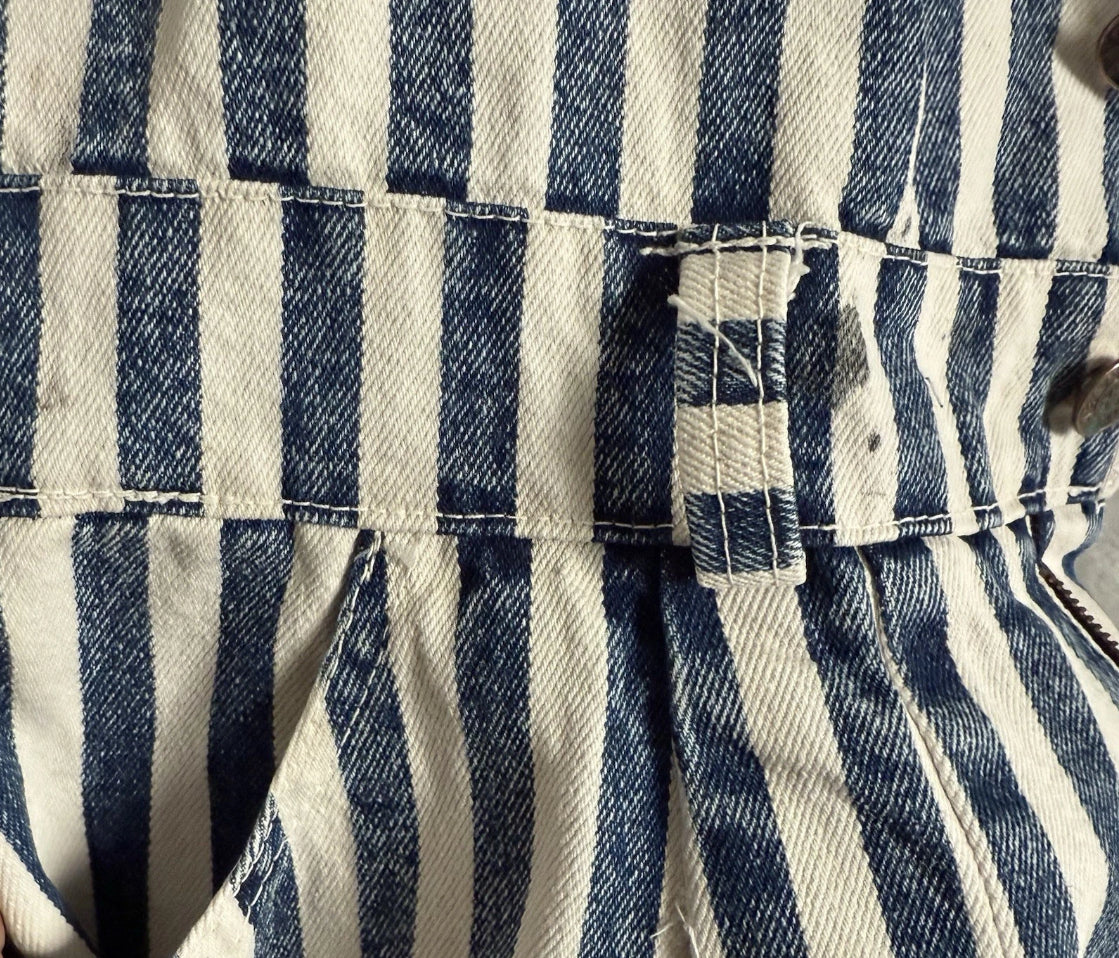 1980/90's Star Striped Denim Lined Vest Short Overalls Romper, Size Large