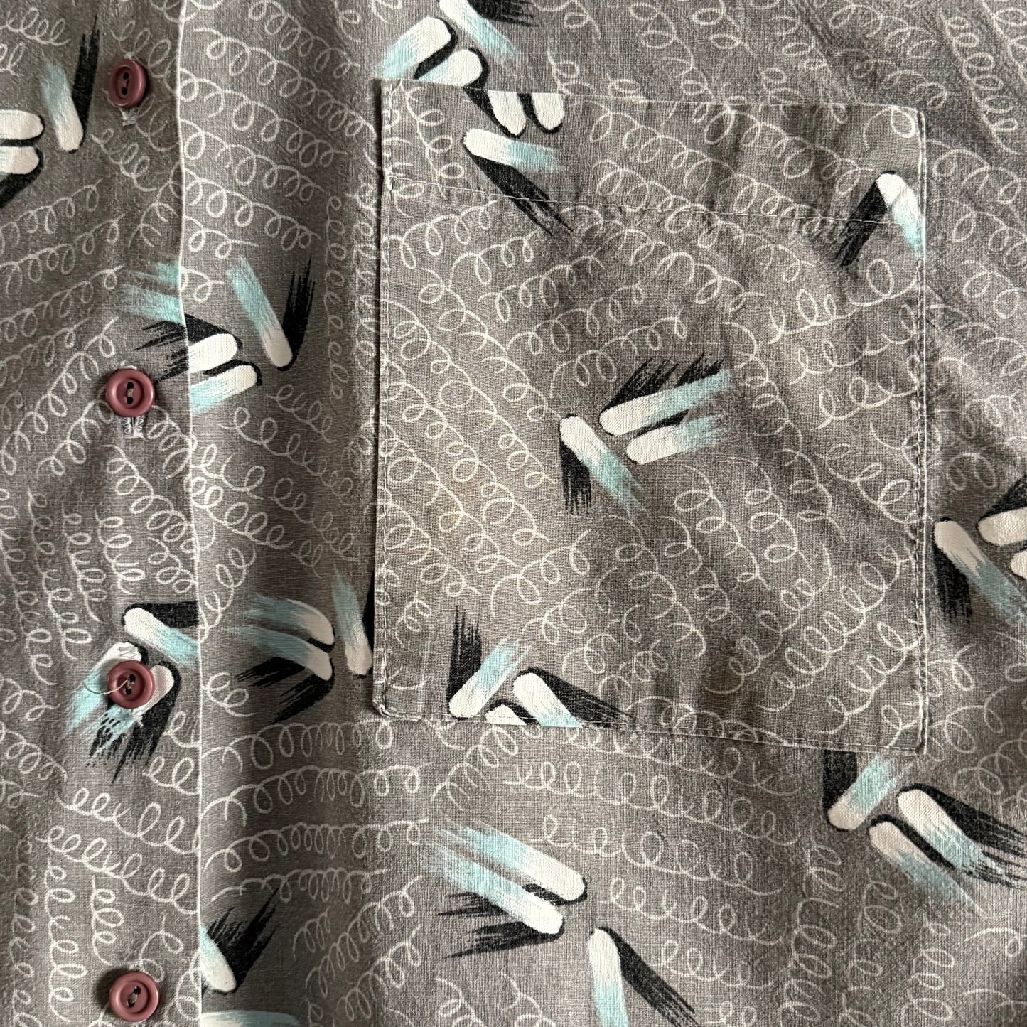 1980’s Cristina Abstract Print Cropped Button Up Shirt, Women’s Medium