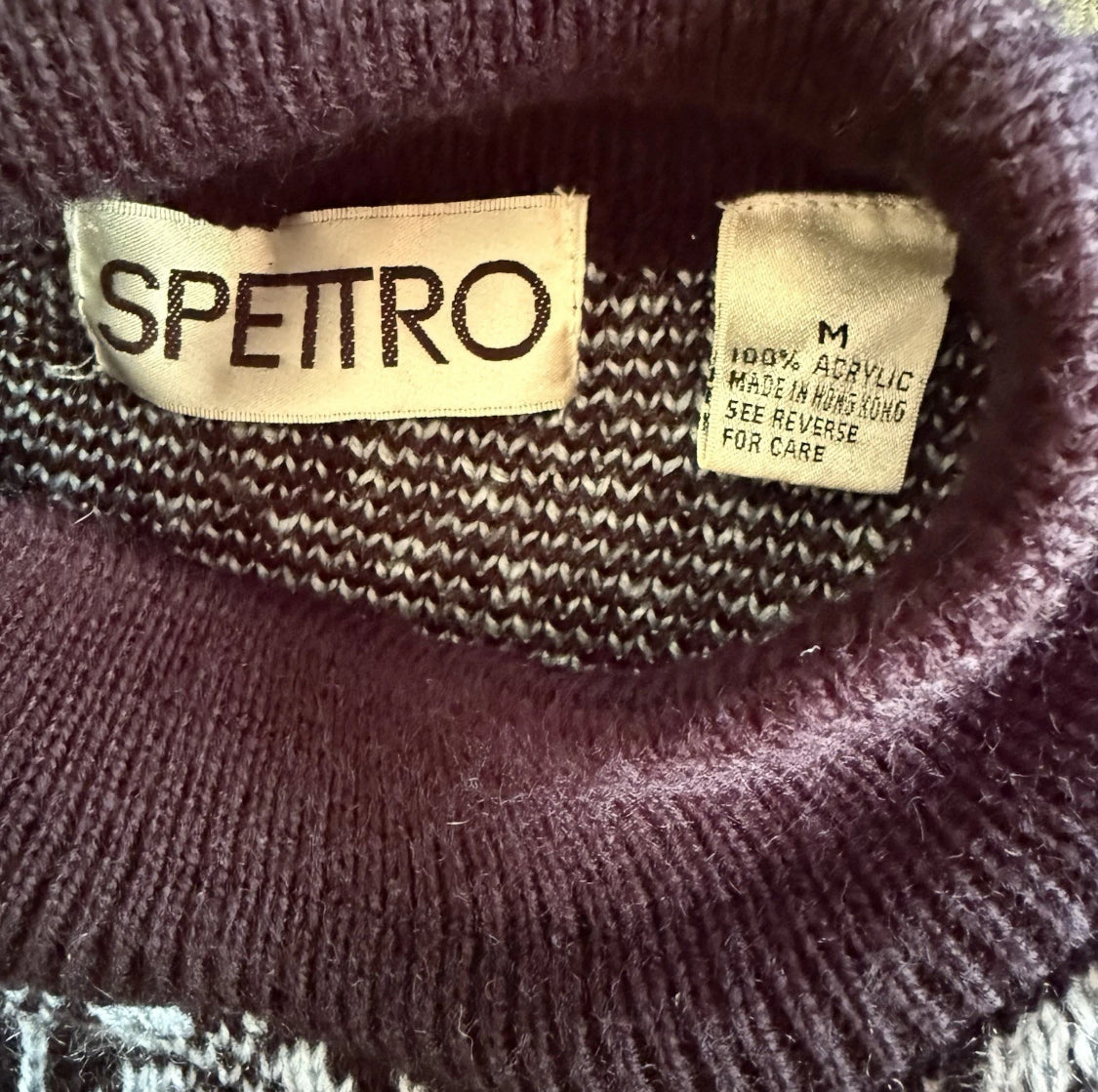 1980's Spettro Acrylic Knit Alpine Nordic Ski Black Blue Sweater, Medium