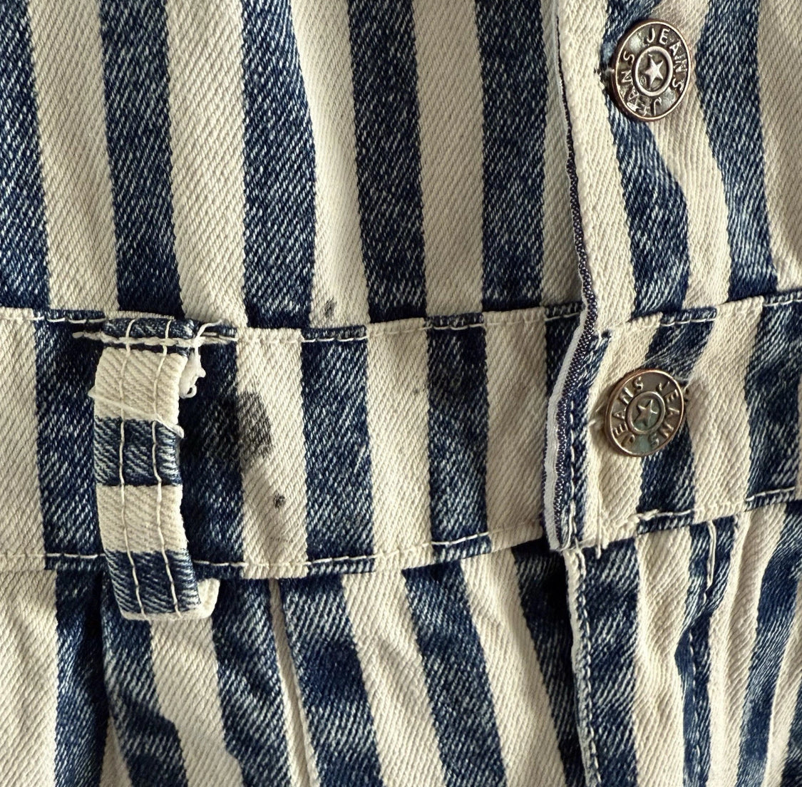 1980/90's Star Striped Denim Lined Vest Short Overalls Romper, Size Large