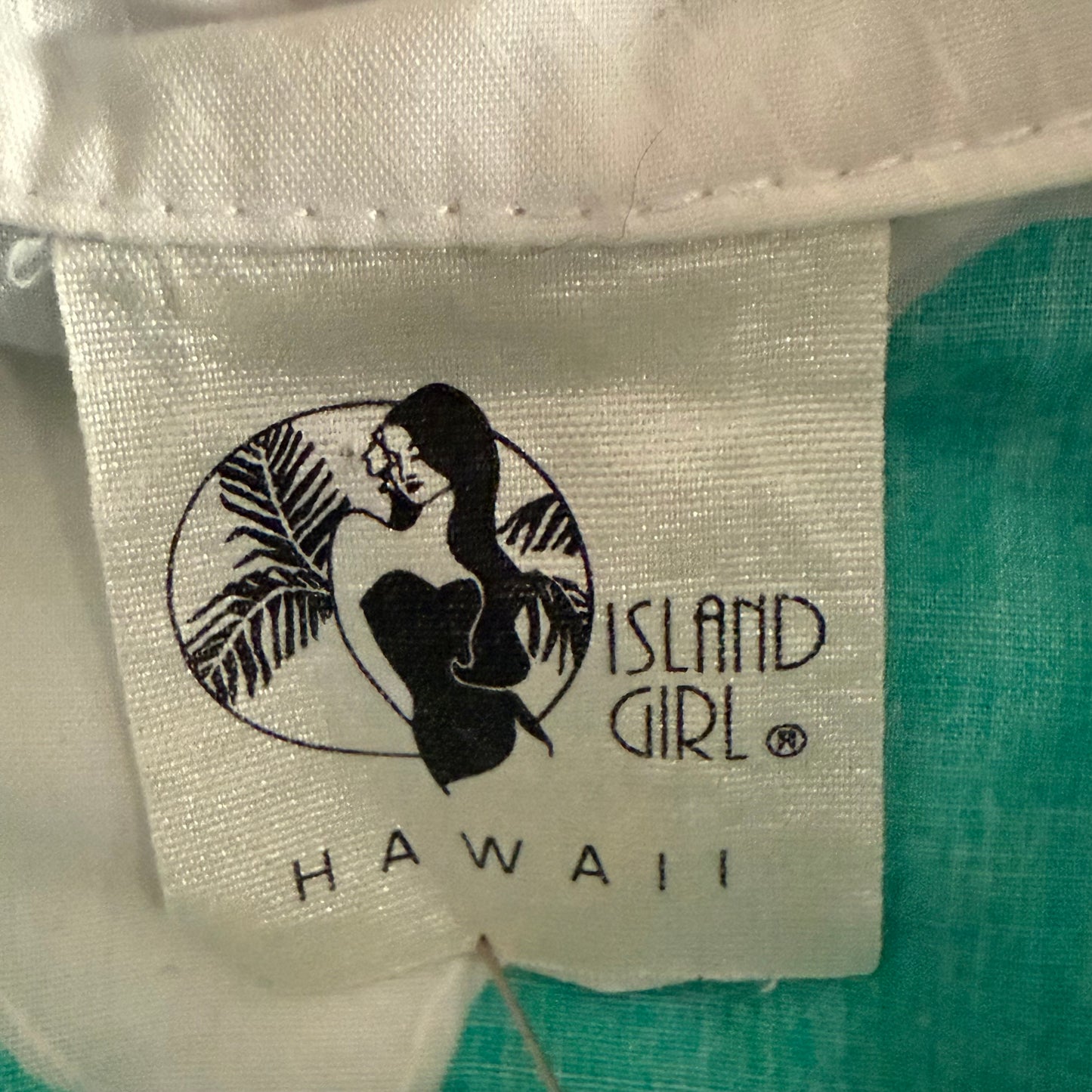 1980’s Island Girl Hawaiian Floral Button Up Shirt Teal Womens, Medium