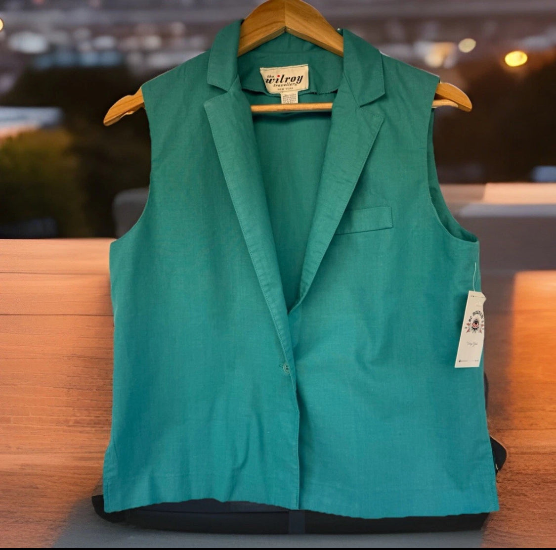 1970’s Wilroy Traveller Teal Vest With Faux Front Pocket, Women’s Large
