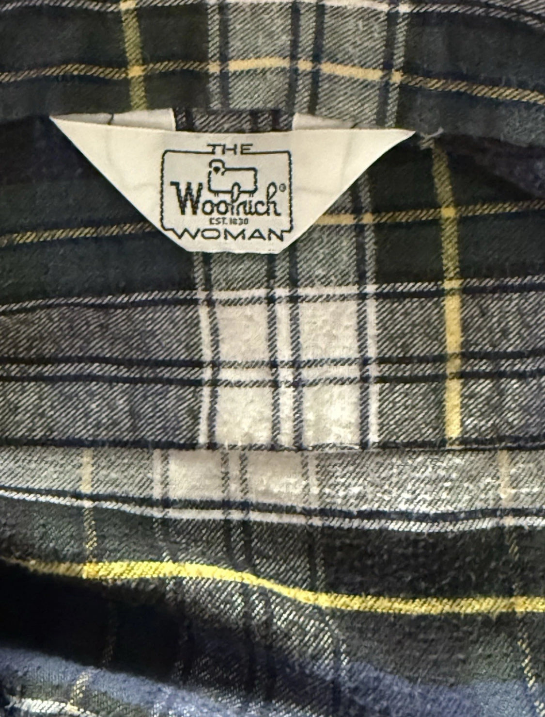 1980’s Woolrich Woman Button Up Green Plaid Long Sleeved Flannel Shirt, Small