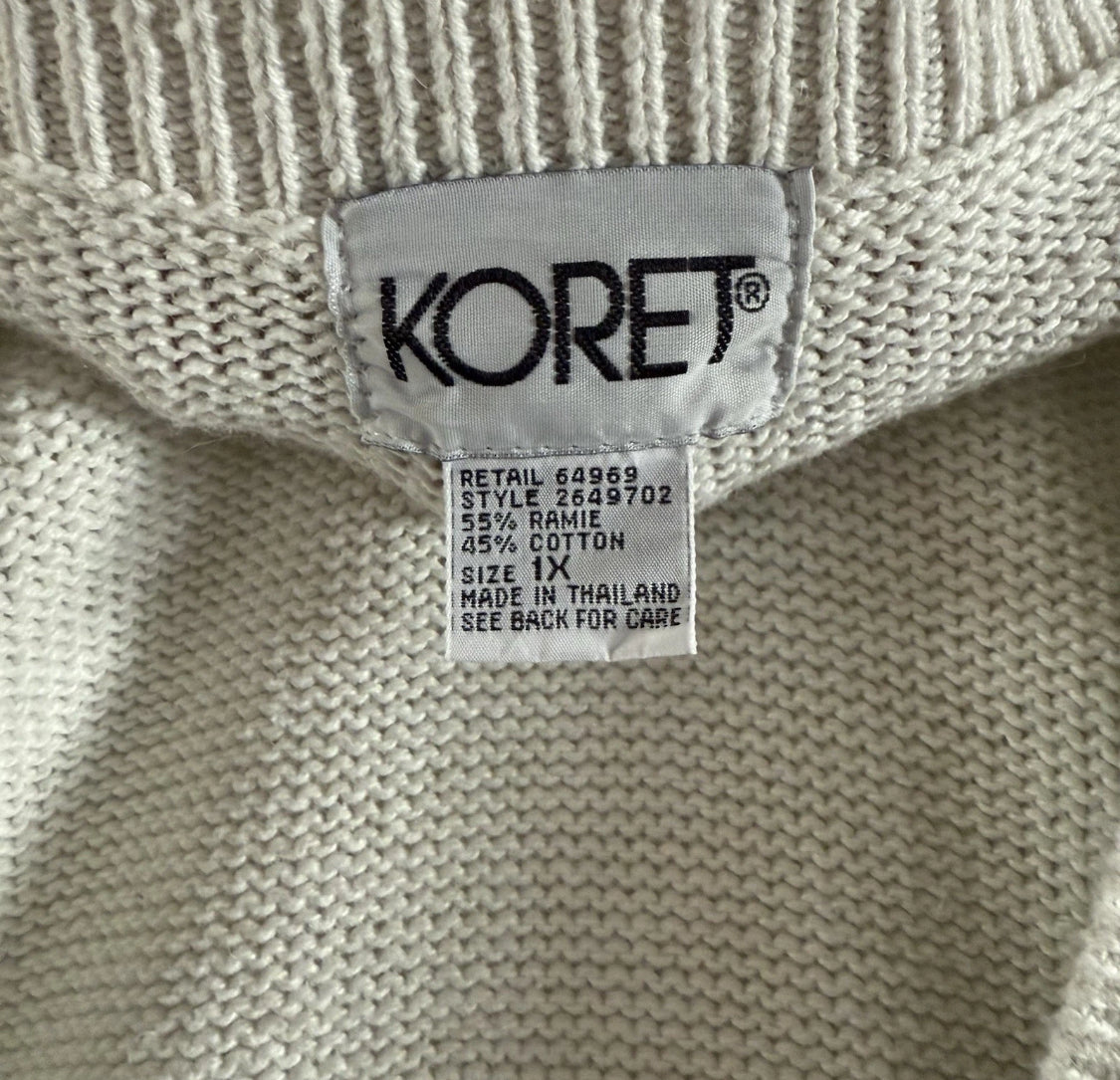 1980’s Koret Floral Knit Granny Sweater Vest, Size 1X
