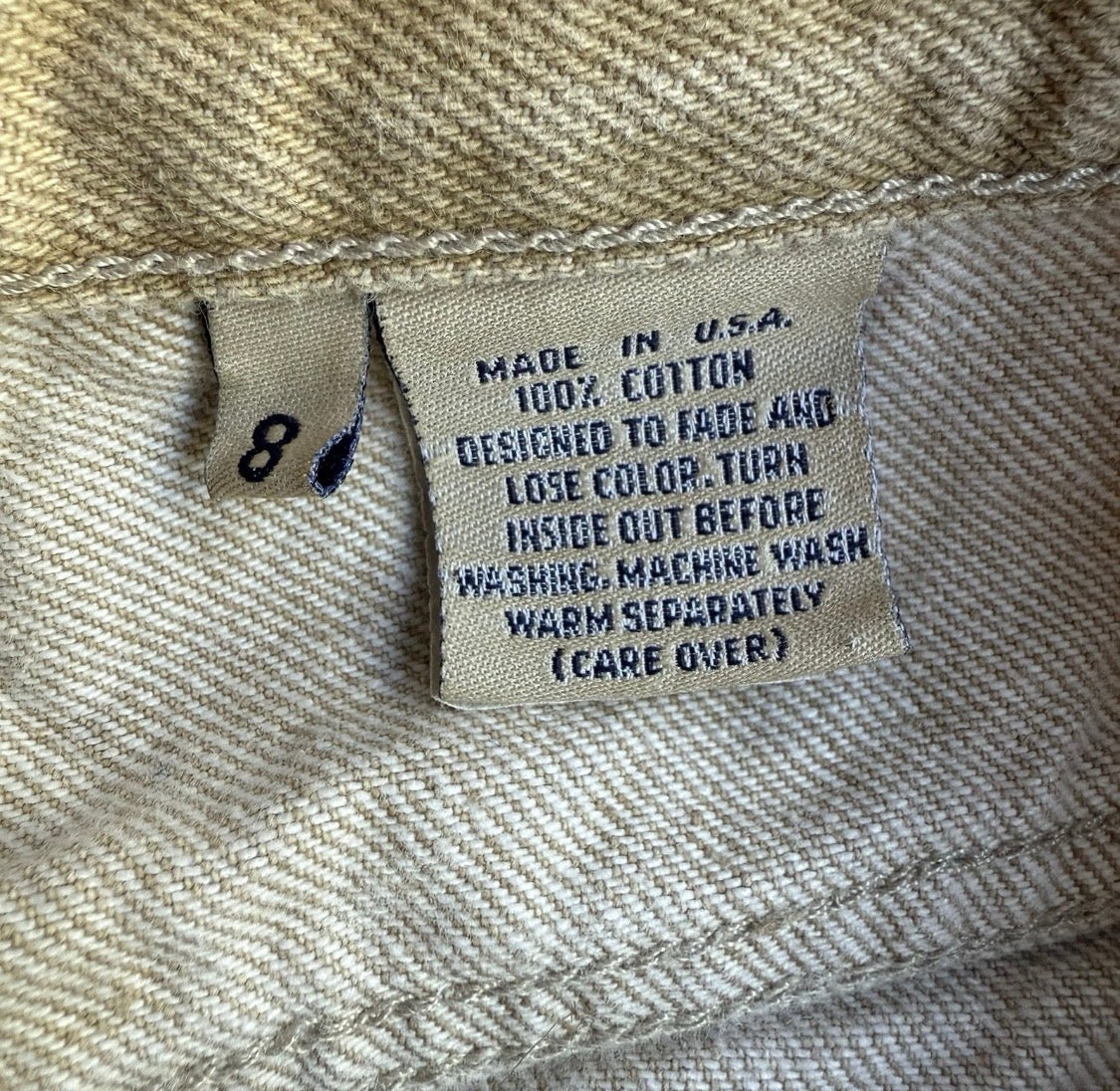 Vintage 1990’s Calvin Klein 100% Cotton Tan Denim Jeans USA, Size 8