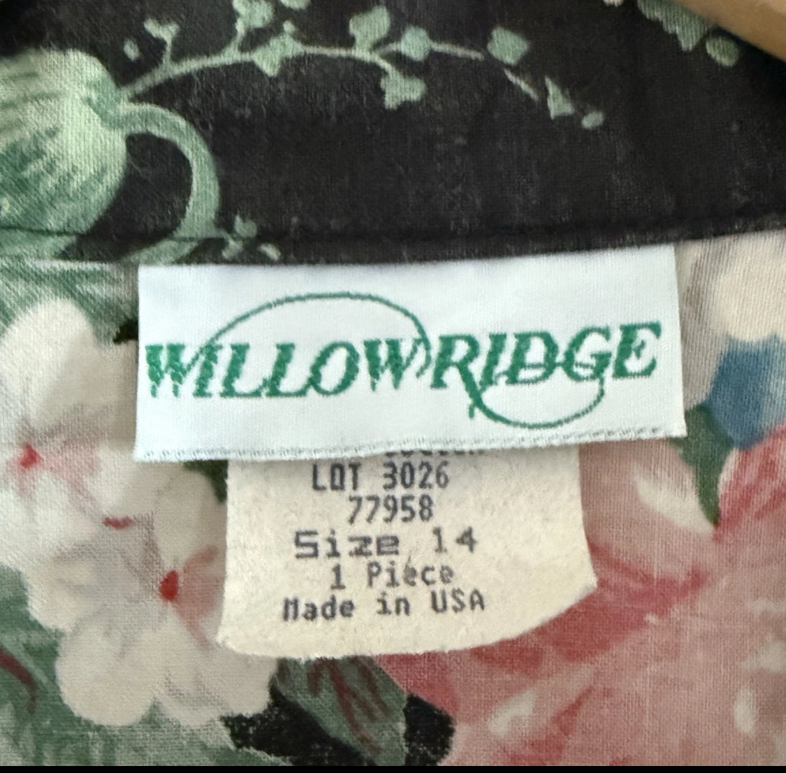1980’s Willow Ridge Cotton Black Floral Cottagecore Shacket Blazer, size 14