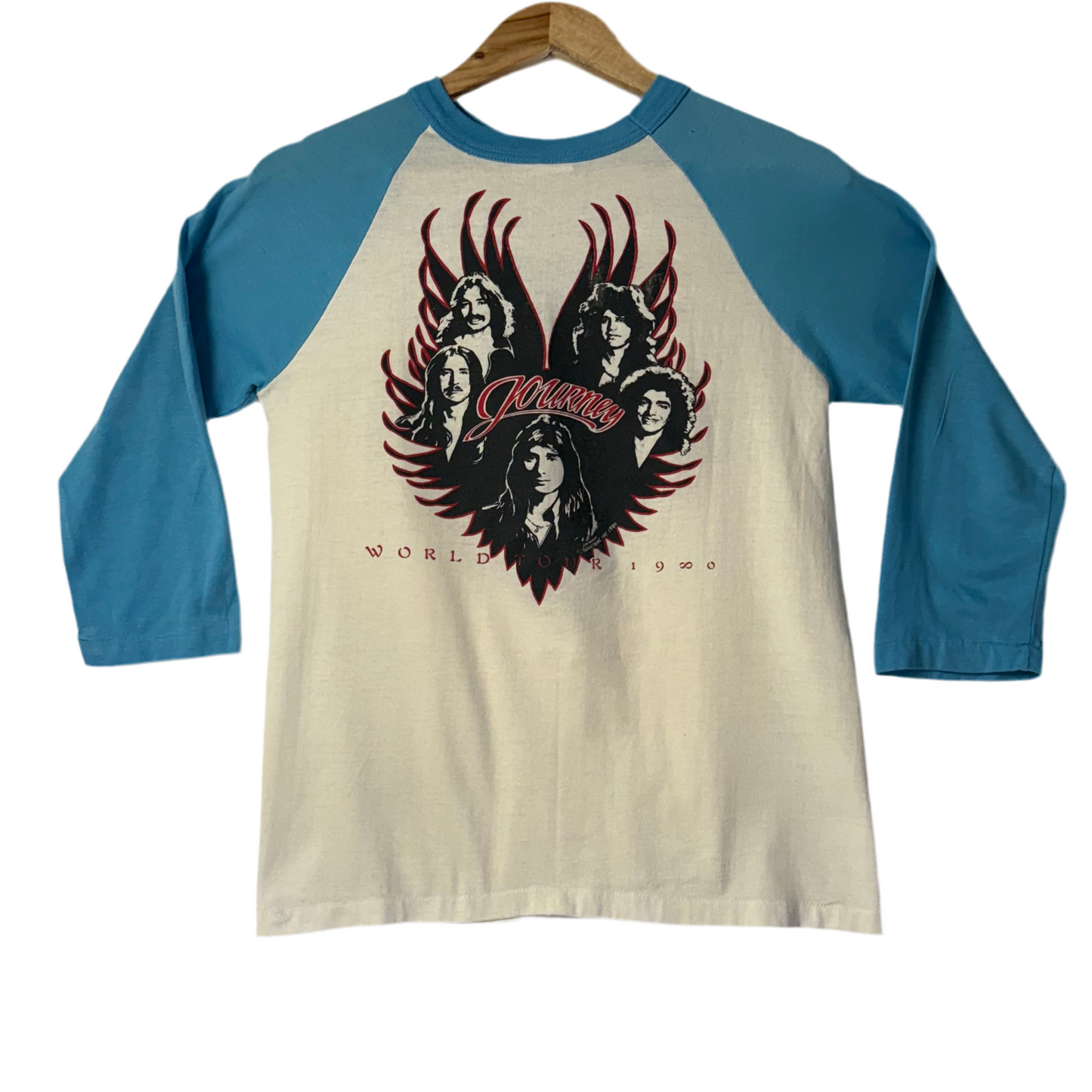 1980 Journey World Tour Shirt Single Stitch Raglan 3/4 Sleeve, Medium