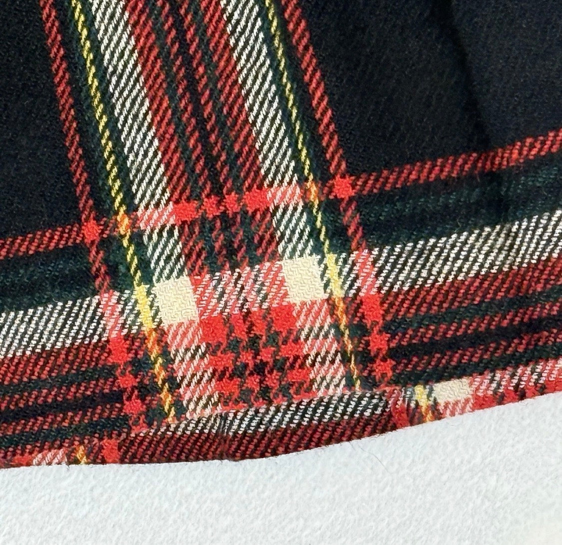 Vintage Bonwit Teller Stella Sloat Pleated Wool Tartan Christmas Midi Skirt, 28