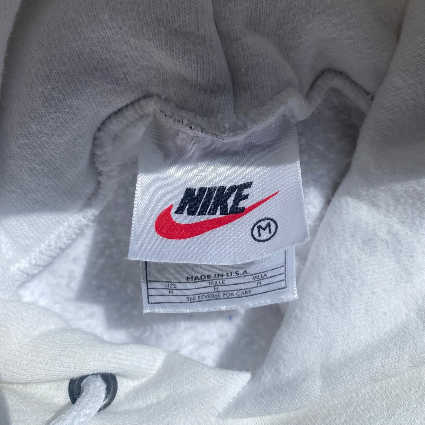 1990’s Nike Center Swoosh Hooded Sweatshirt White Medium