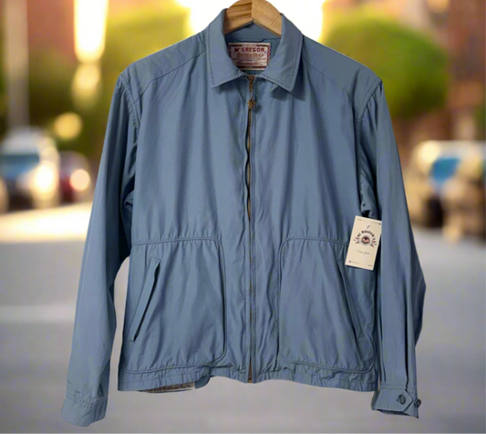 1950’s McGregor Drizzler Cravenette Ricky Jacket Men’s Size 44 (XL) Blue
