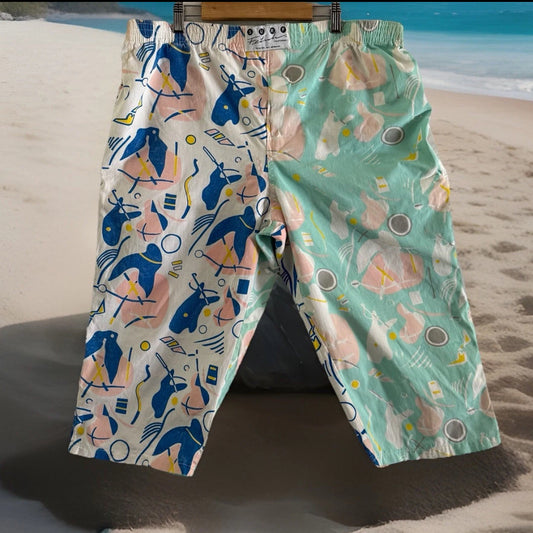1980’s Surf Fetish No Nerds Cotton Baggy Clam Digger Pants, Unisex XL
