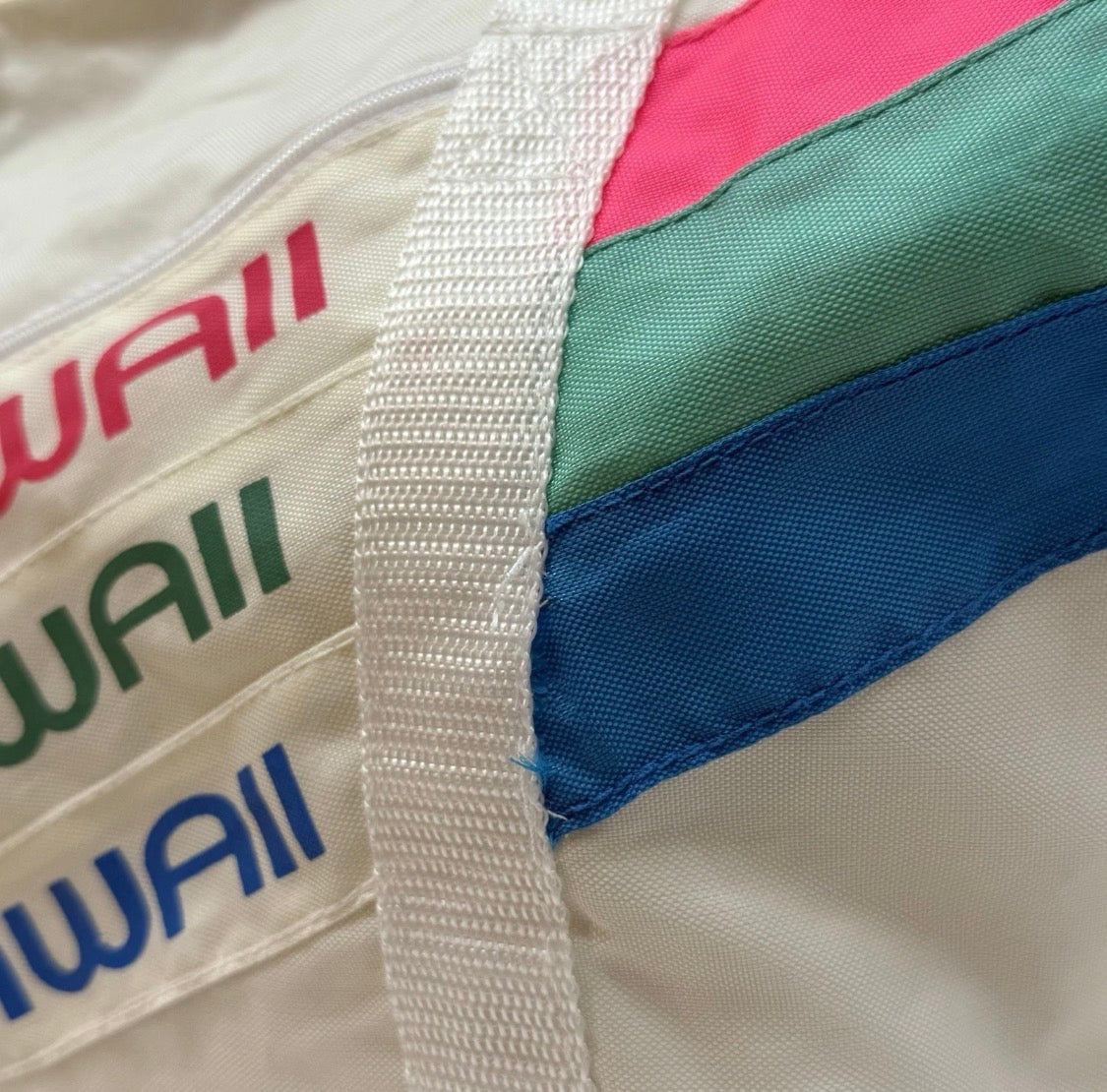 Vintage 1990s Hawaiian Voyager Nylon Zippered Beach Tote Bag Neon Hawaii 18"x13"