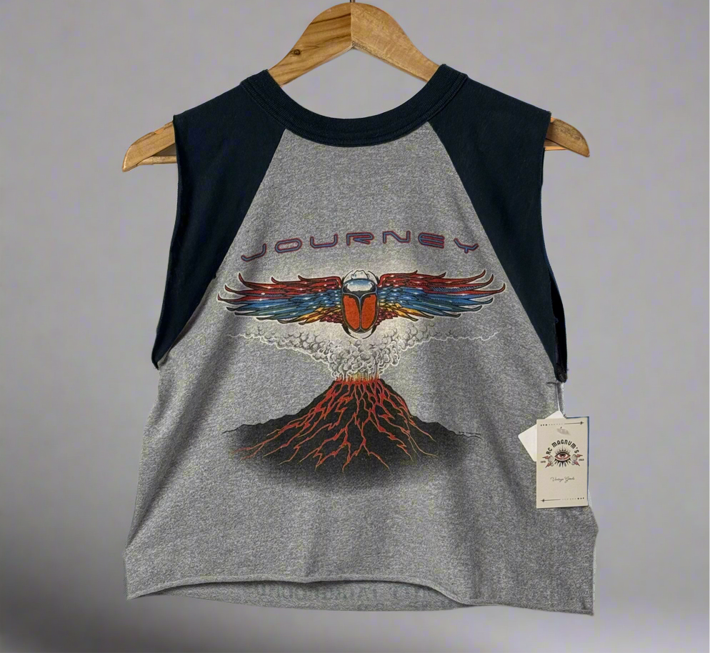 1981 Journey Rockin’ in California Tour Ventura Customized Raglan Tee Shirt, Medium