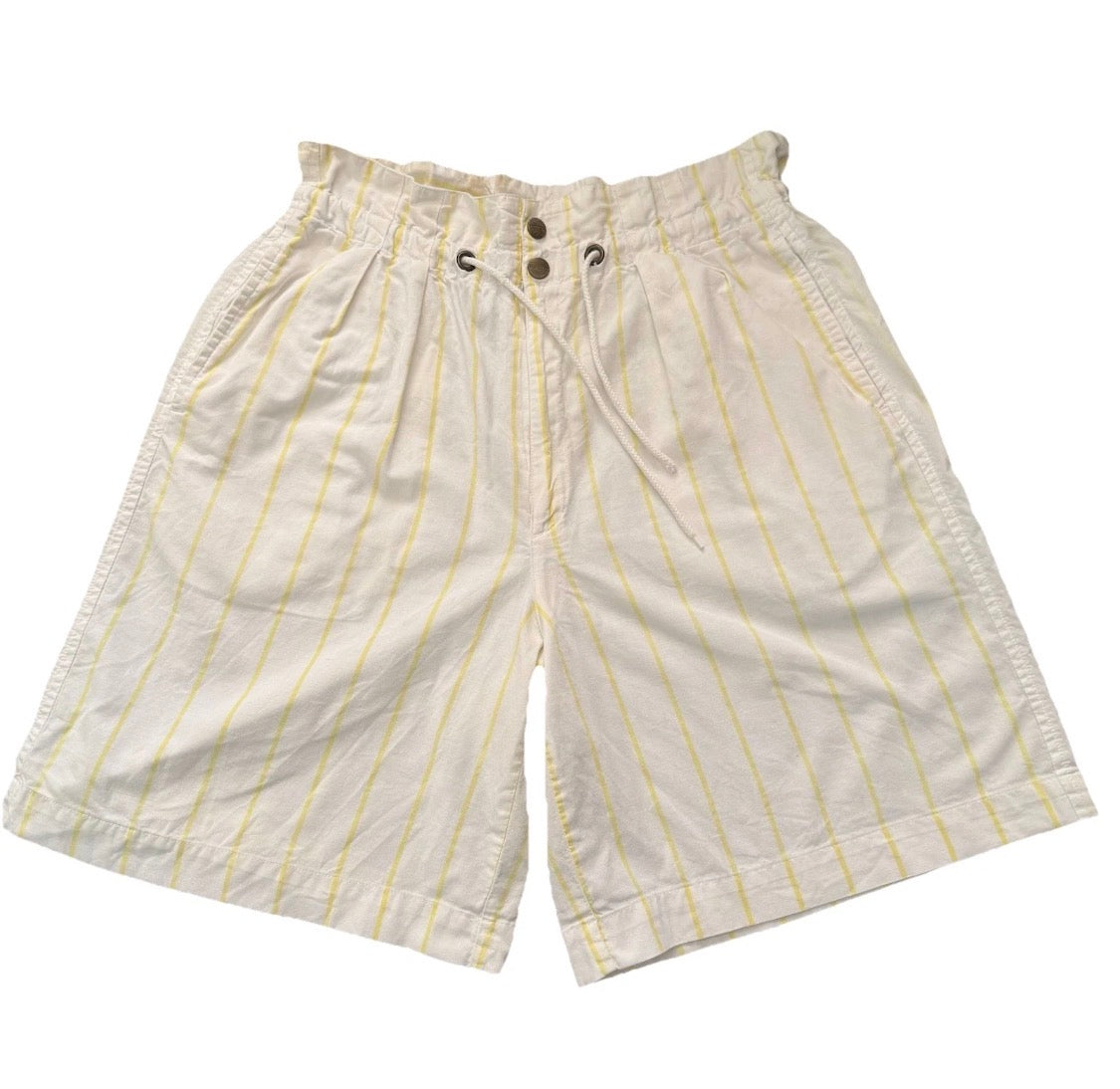 Vintage 1980s Forenza High Rise White Yellow Stripe Shorts, Women’s Small