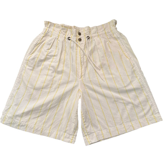 Vintage 1980s Forenza High Rise White Yellow Stripe Shorts, Women’s Small