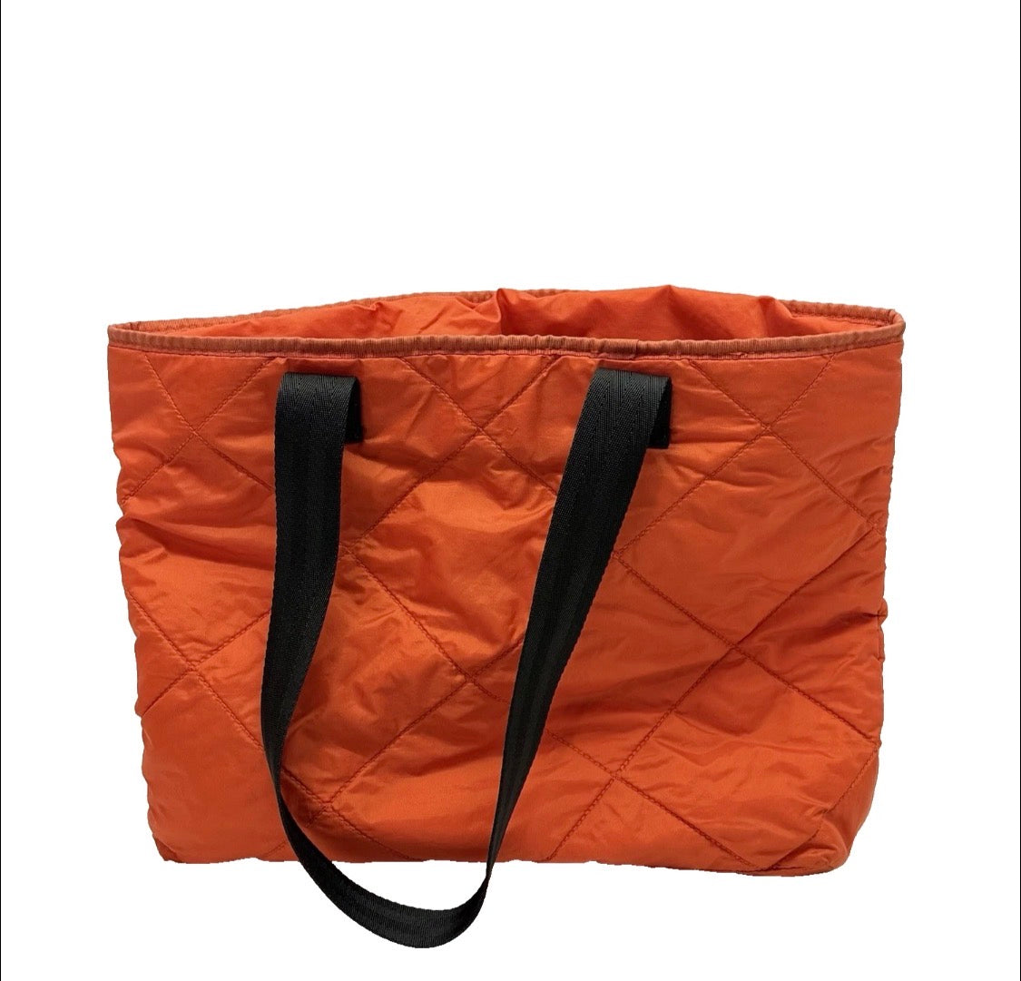 Vintage 90's/Y2K POLO SPORT Ralph Lauren Quilted Nylon Tote Bag, Orange 16"x12"