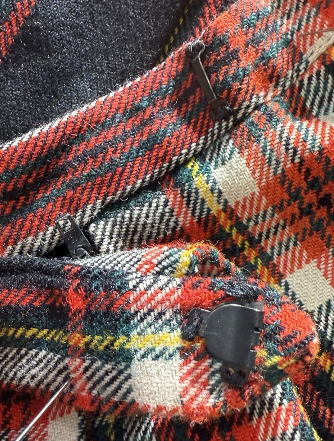 Vintage Bonwit Teller Stella Sloat Pleated Wool Tartan Christmas Midi Skirt, 28