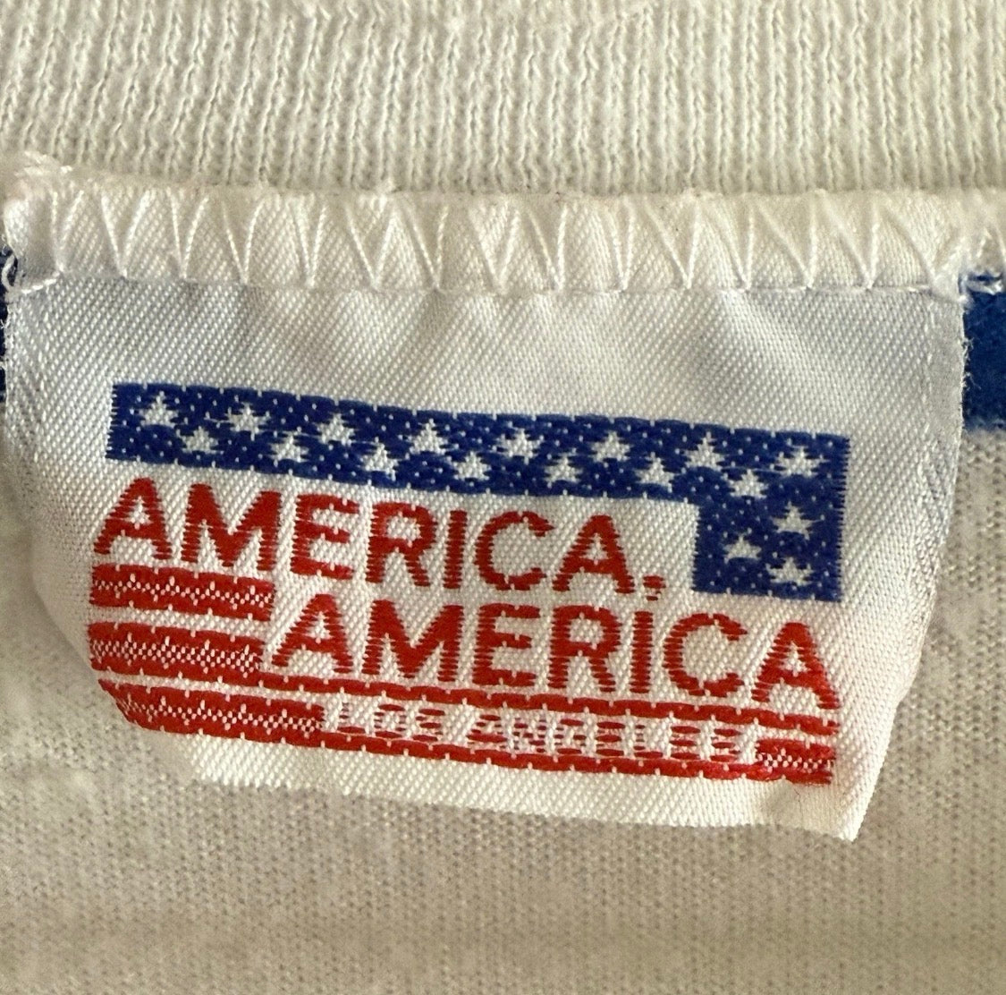 Vintage 1980’sAmerica America Cotton Jersey Stretch Knit Vest Blue White Stripe