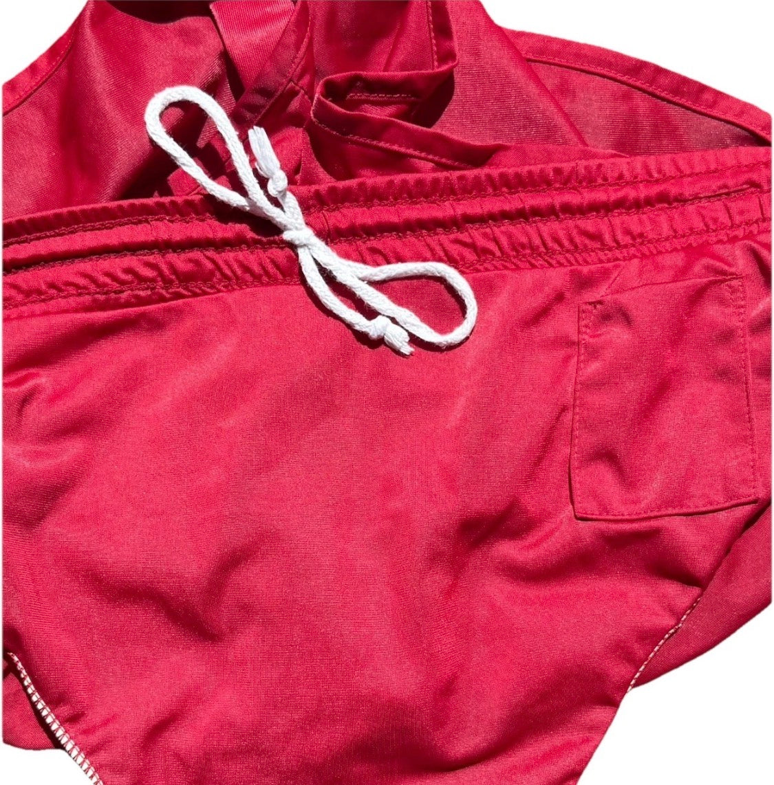 Vintage 1980’s Biotech Running Jogging Sprinter Athletic Short, Maroon Red XL