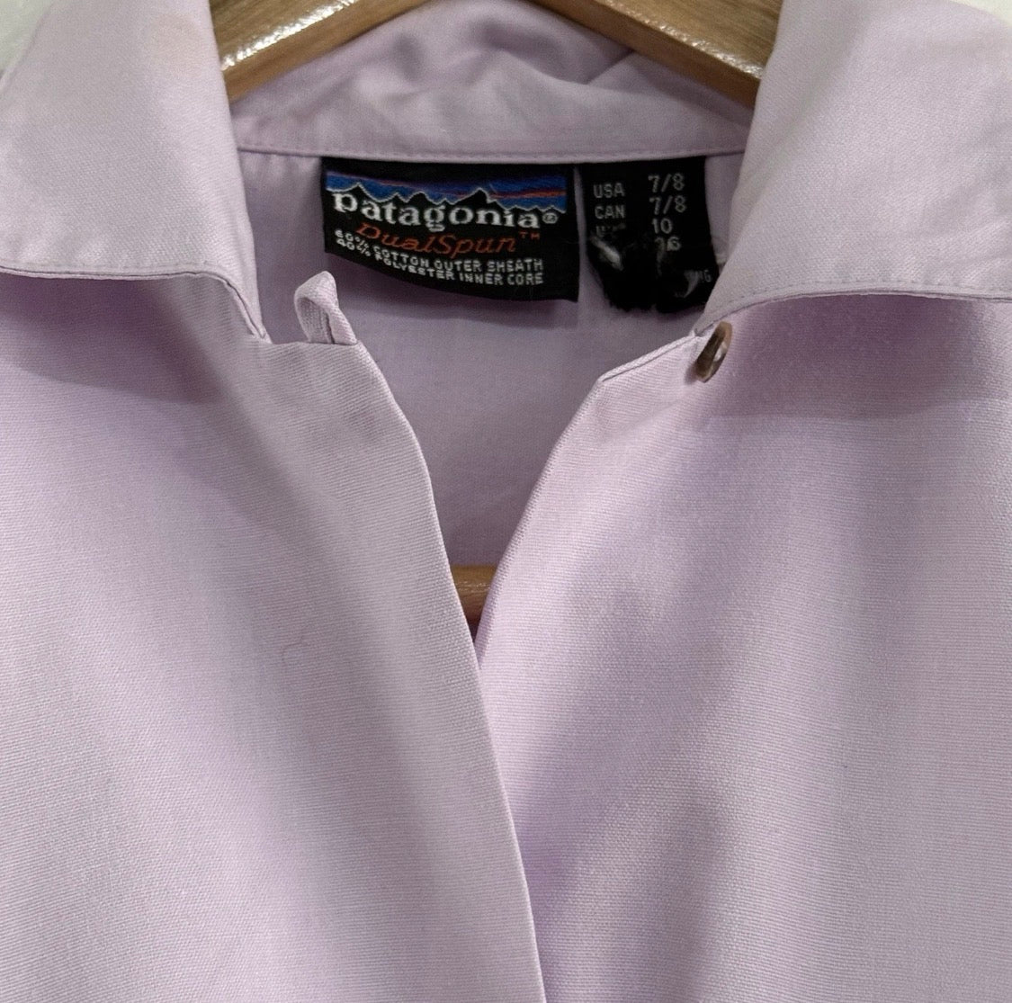 Vintage 1980’s Patagonia Dual Spun Button Up Short Sleeve Pocket Shirt Purple, Med