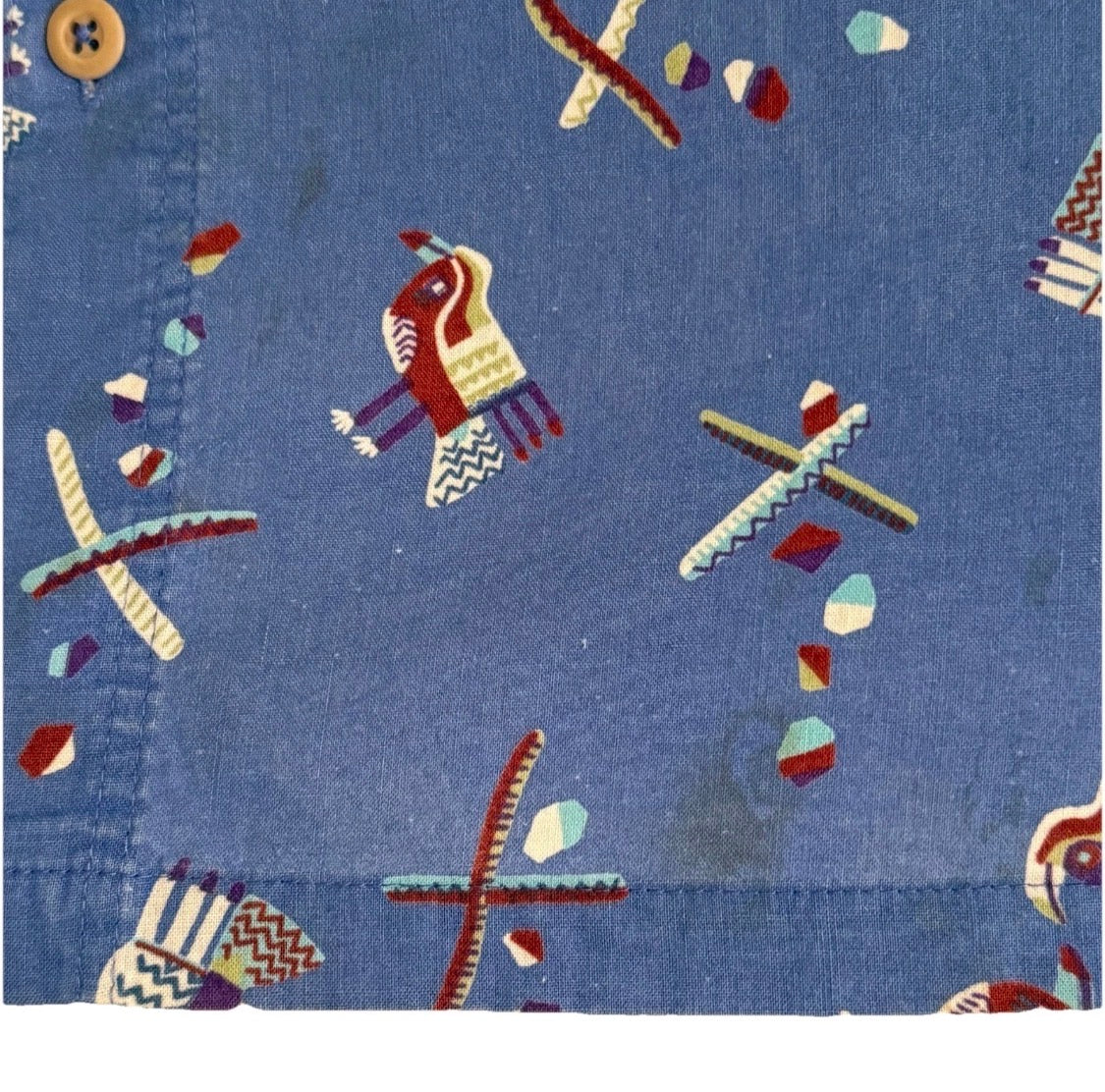 Vintage 1991 Patagonia Pataloha Cotton Bird Print Short Sleeved Camp Shirt,  Med