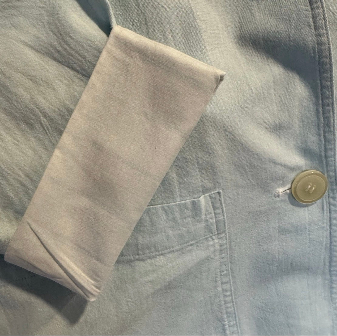 Vintage 1980 Chaus Lt Cotton Blazer Jacket Academia Preppy Pastel Blue Green, 12