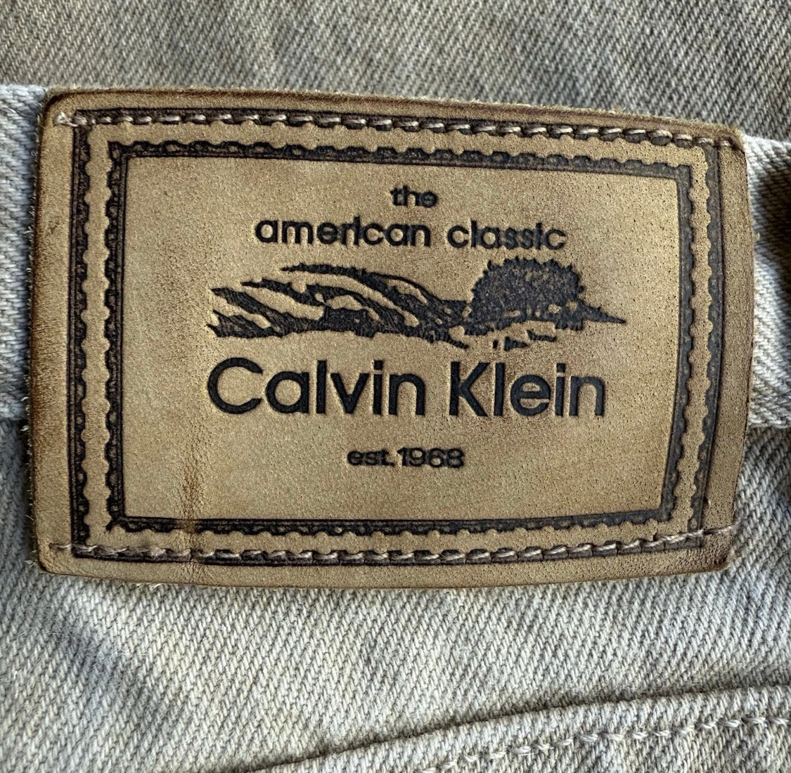 Vintage 1990’s Calvin Klein 100% Cotton Tan Denim Jeans USA, Size 8