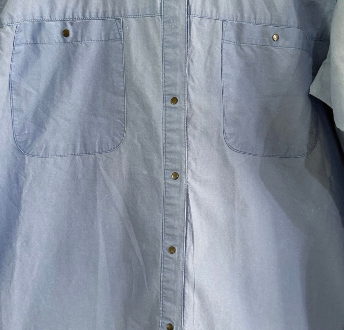Vintage Y2K Patagonia Blue 100% Cotton Metal Snap Long Sleeved Pocket Shirt, L