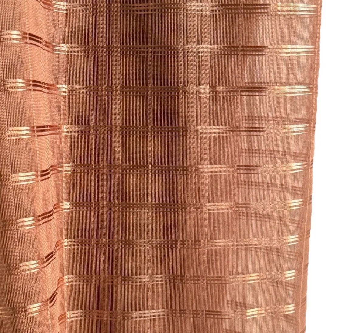 Vintage 1980/90’s Sheer Metallic Copper Ruffle Top Shower Curtain Prop 69x72