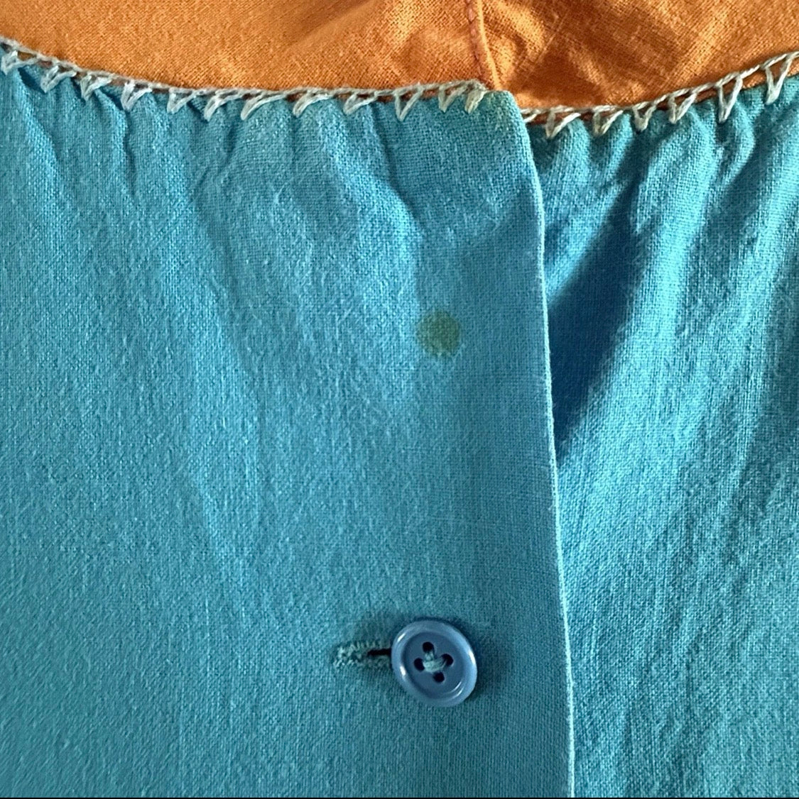 Vintage 1970s Saybury For Neiman Marcus Cotton Embroidered Kaftan Dress, M/L