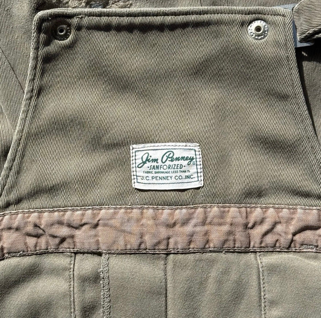 Vintage 1940s JC Penney Children's Bib Overall DungareesCotton Twill, Olive 5/6
