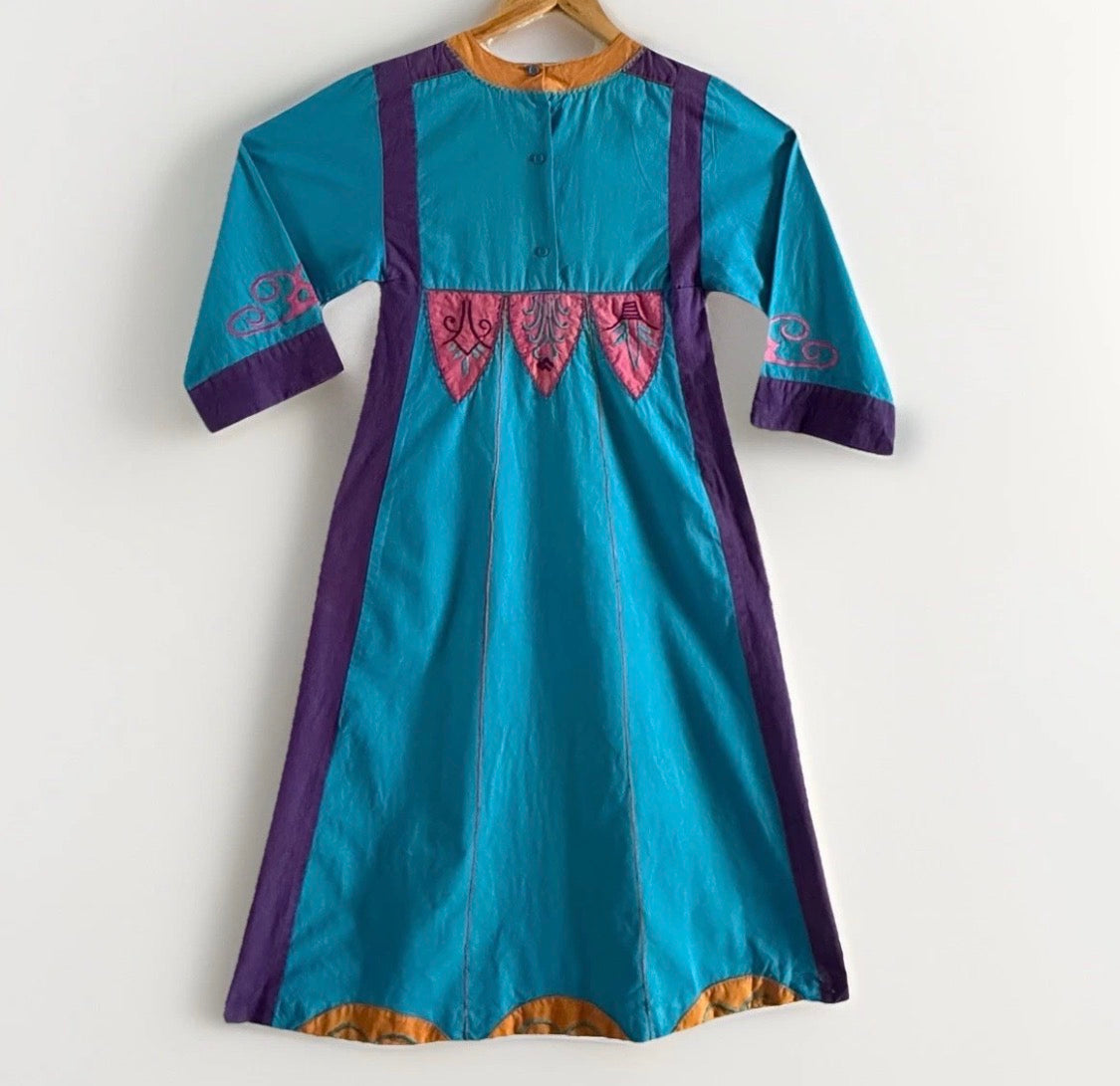 Vintage 1970s Saybury For Neiman Marcus Cotton Embroidered Kaftan Dress, M/L