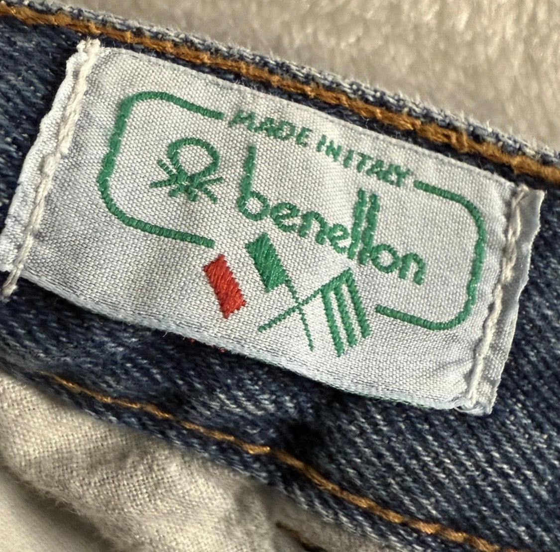 Vintage 1980’s Benetton Italy 100% Cotton Denim High Waist Carpenter Jeans 28x32