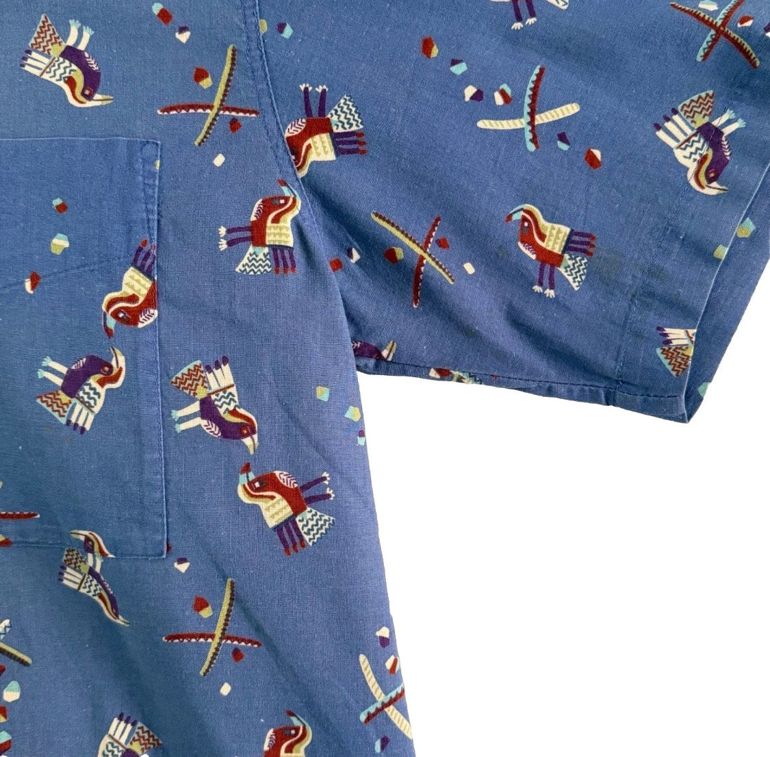Vintage 1991 Patagonia Pataloha Cotton Bird Print Short Sleeved Camp Shirt,  Med