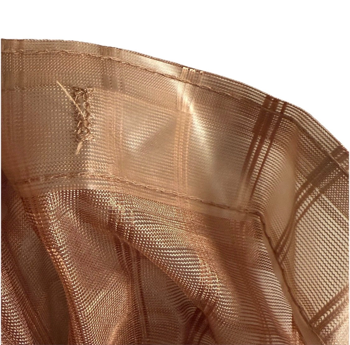 Vintage 1980/90’s Sheer Metallic Copper Ruffle Top Shower Curtain Prop 69x72