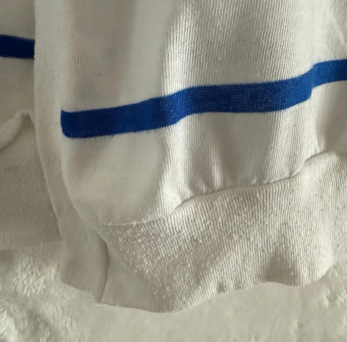 Vintage 1980’sAmerica America Cotton Jersey Stretch Knit Vest Blue White Stripe