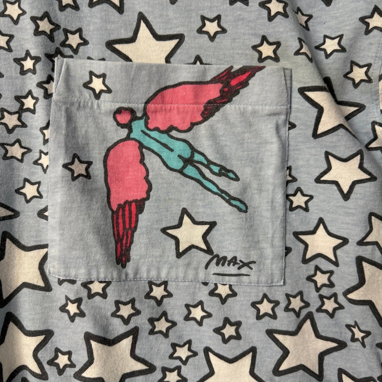 1987 PETER MAX NeoMax Cropped T-shirt “Winged Flyer In Space”