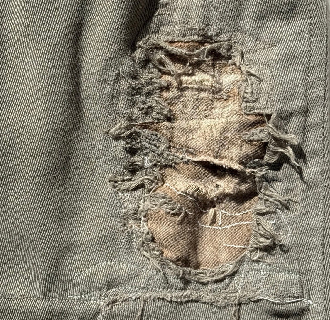 Vintage 1940s JC Penney Children's Bib Overall DungareesCotton Twill, Olive 5/6