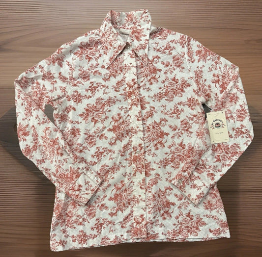 1970’s Unbranded Floral Western Button Up Shirt, Long Sleeved, Women’s Small